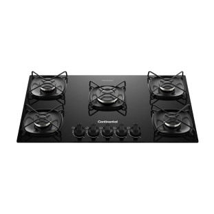 Cooktop 5 Bocas a Gás Mesa de Vidro Preto com Acendimento Automático Continental KC5GR Bivolt